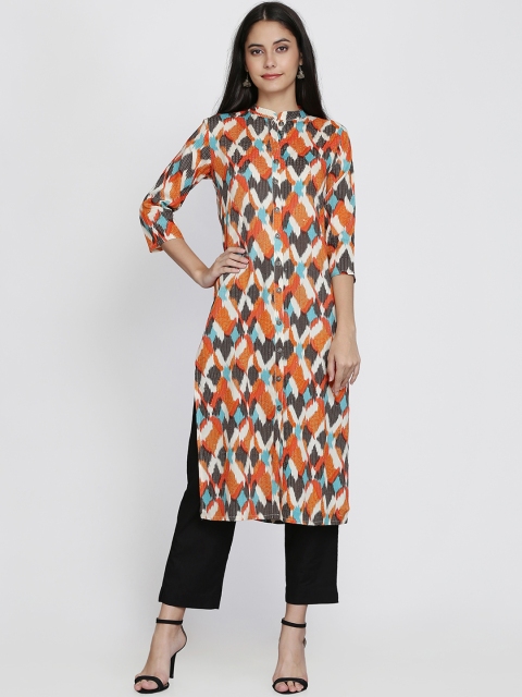 

Adizya Women Orange & Black Printed Kurta with Trousers