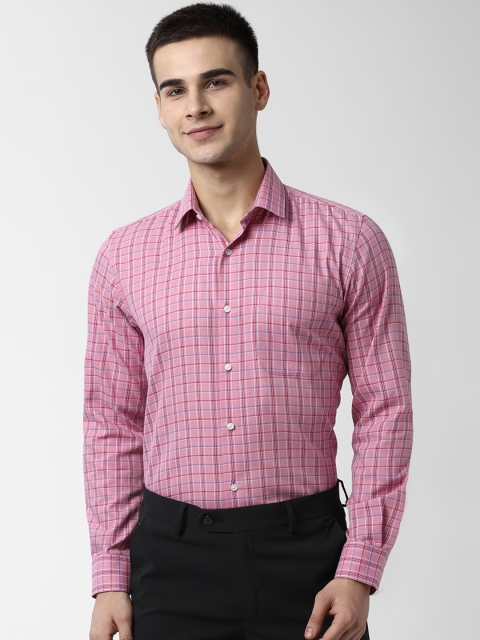 

Peter England Men Pink Regular Fit Checked Formal Shirt