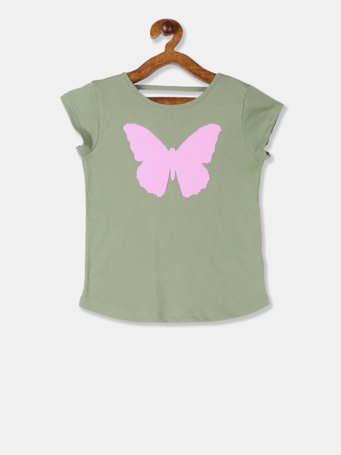 

The Childrens Place Girls Green Embellished Top