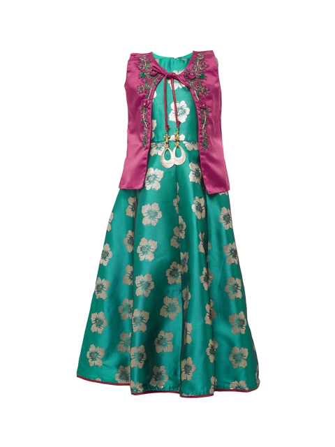 

BETTY Girls Green Printed Maxi Dress