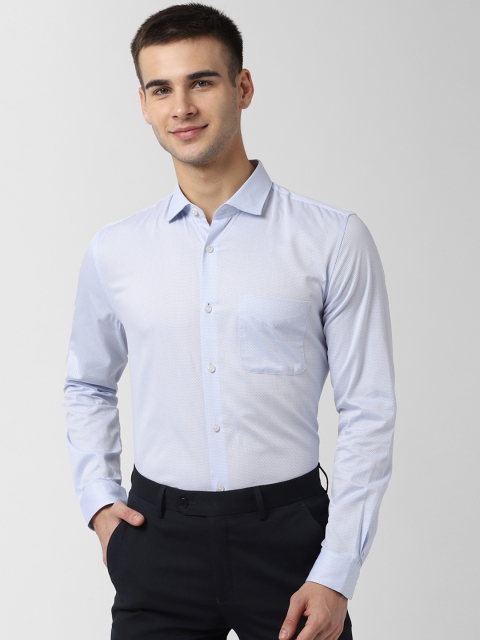 

Peter England Men Blue Regular Fit Self Design Formal Shirt