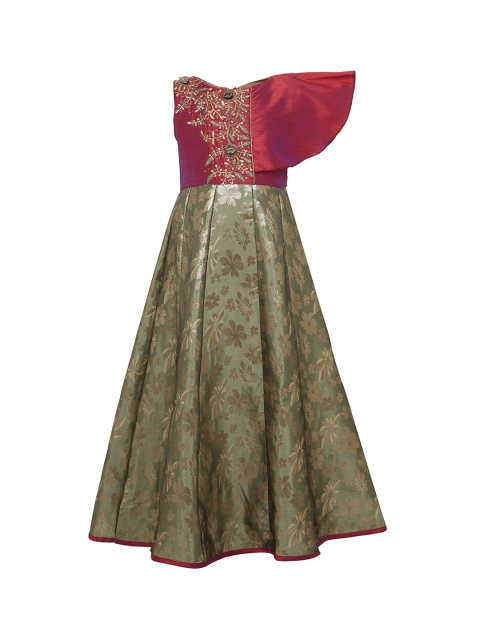 

BETTY Girls Green Printed Maxi Dress