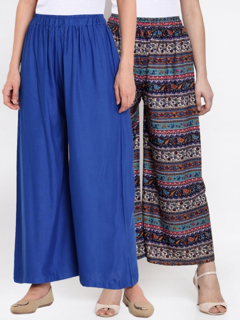 

TAG 7 Women Pack of 2 Printed Wide Leg Palazzos, Multi