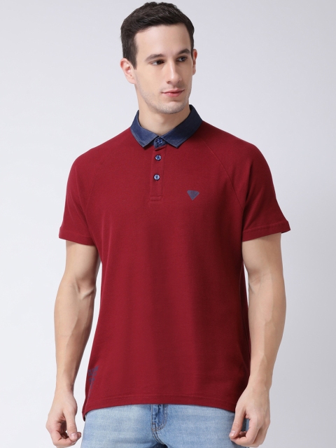 

Club York Men Maroon Solid Polo Collar T-shirt