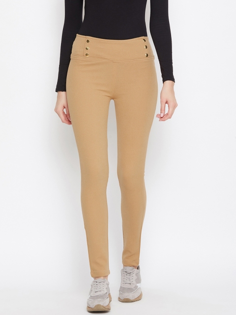 

Tulsattva Women Khaki-Coloured Solid Slim-Fit Treggings