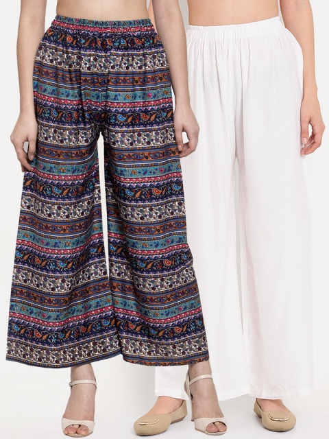 

TAG 7 Women Set of 2 Wide Leg Palazzos, Multi