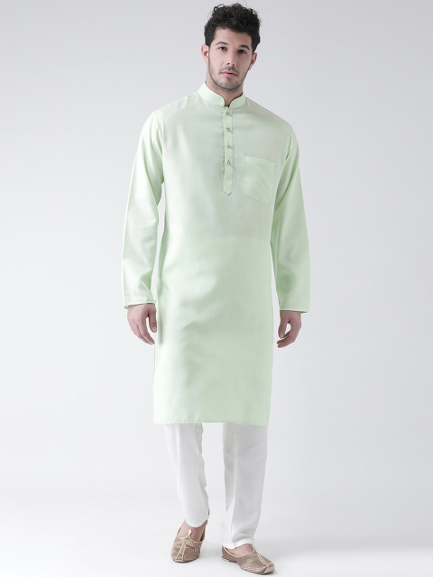 

SG LEMAN Men Sea Green & White Solid Kurta with Pyjamas