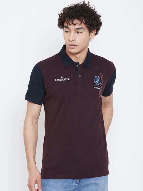 

Octave Men Maroon Printed Polo Collar T-shirt