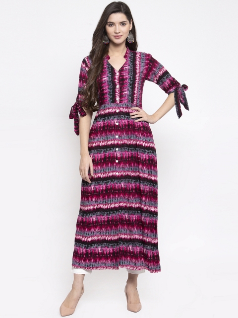 

Indibelle Women Pink Printed Kurta with Trousers