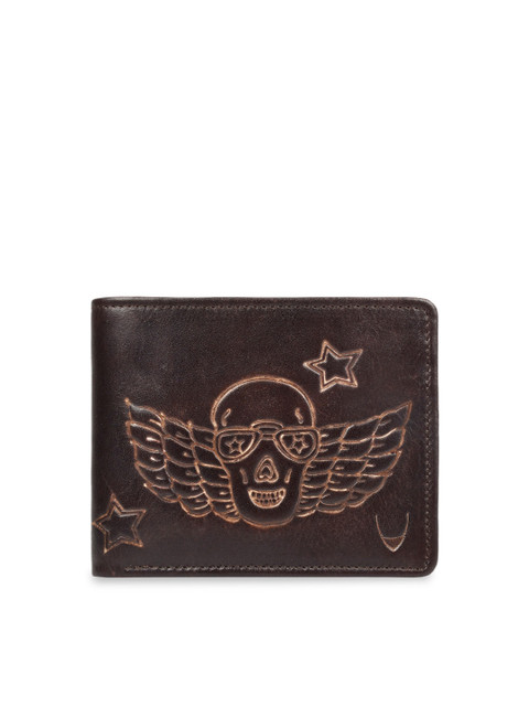 

Hidesign Men Brown & Grey Solid Leather Two Fold Wallet