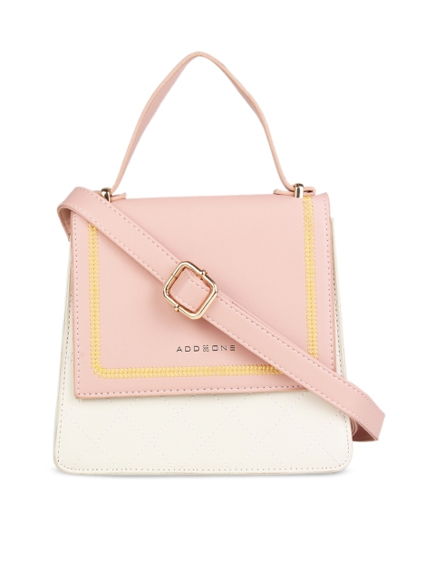 

Addons Women Pink & White Colourblocked Satchel Bag