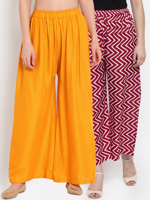 

TAG 7 Women Pack of 2 Wide Leg Palazzos, Red