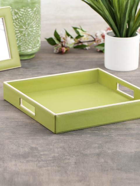 

Pure Home and Living Green & Cream-Coloured Solid Rectangular Tray