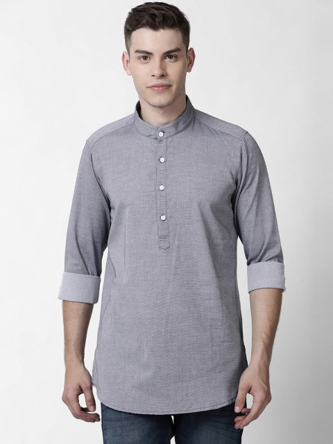 

Cross Court Men Grey Woven Design Straight Kurta