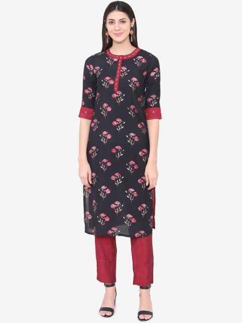

Laabha Women Black Printed Kurta with Trousers