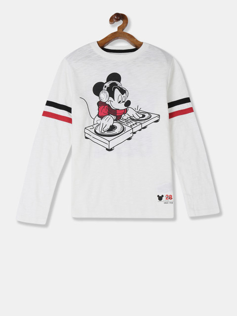 

GAP Boys White Printed Round Neck T-shirt