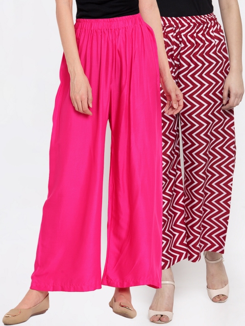 

TAG 7 Women Pack of 2 Wide Leg Palazzos, Red