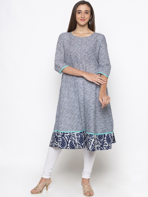 

Globus Women Blue Printed A-Line Kurta