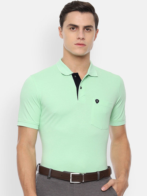 

Van Heusen Sport Men Green Solid Polo Collar T-shirt