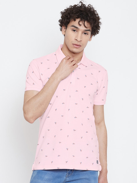 

Octave Men Pink & Grey Printed Polo Collar T-shirt