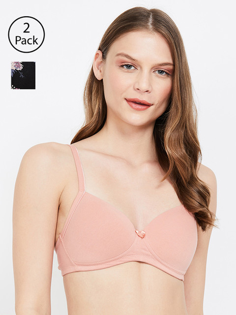 

Ginger by Lifestyle Pack of 2 Lace Non-Wired Lightly Padded T-shirt Bras 8903742287789, Black