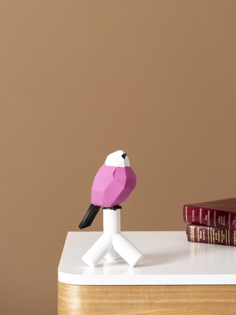 

THEDECORKART Pink & White Robin Geometric Bird Showpiece