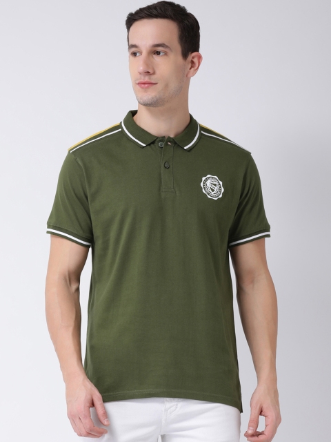 

Club York Men Olive Green Solid Polo Collar T-shirt