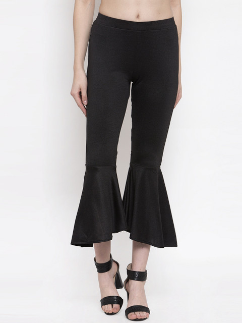 

armure Women Black Regular Fit Solid Bootcut Trousers