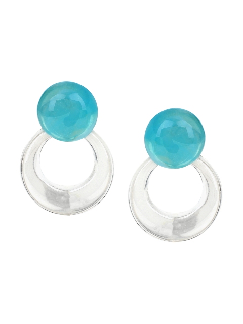 

SATCHEL Turquoise Blue & Silver-Toned Spherical Drop Earrings