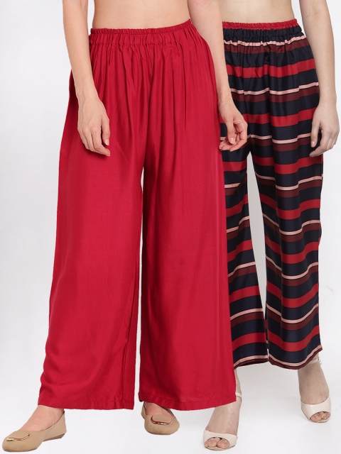 

TAG 7 Women Pack of 2 Wide Leg Palazzos, Black