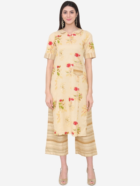 

Laabha Women Beige Printed Kurta with Palazzos