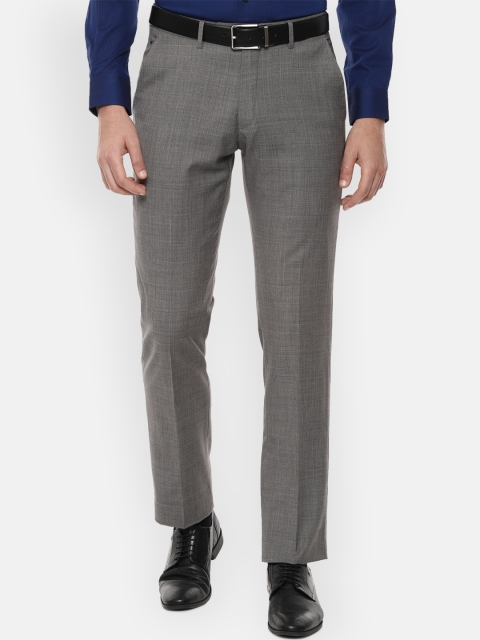 

Louis Philippe Men Grey Regular Fit Self Design Formal Trousers