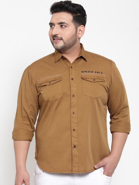 

plusS Men Khaki Regular Fit Solid Casual Shirt
