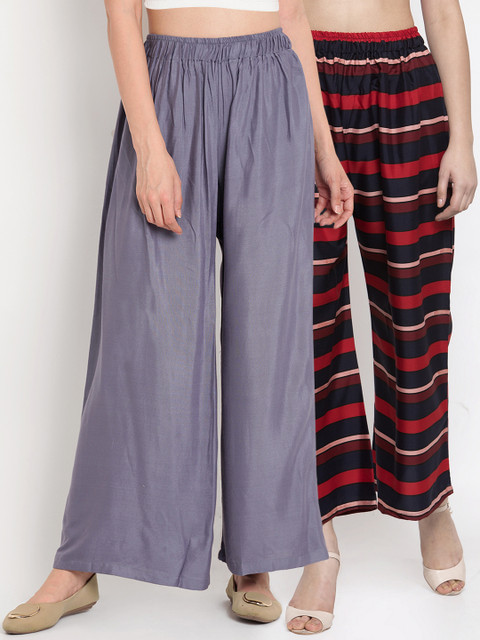 

TAG 7 Women Pack of 2 Wide Leg Palazzos, Red