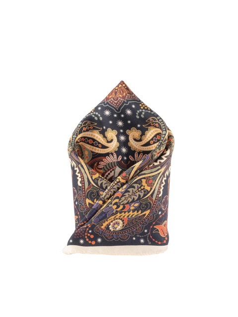 

The Tie Hub Brown & Yellow Printed Silk Pocket Square