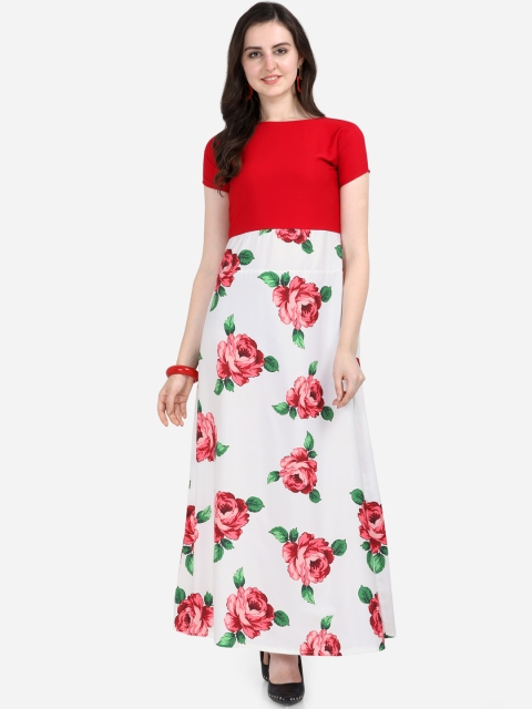 

Florence Women White & Red Printed Maxi Dress