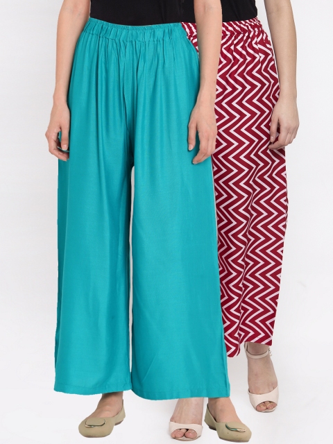 

TAG 7 Women Pack of 2 Wide Leg Palazzos, Red