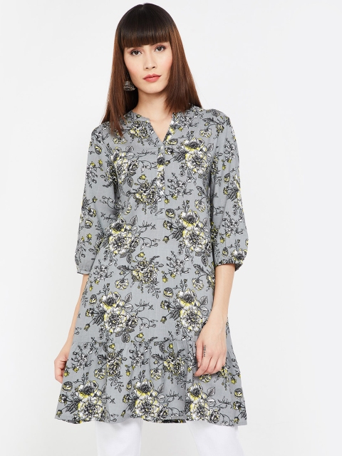 

Colour Me by Melange Women's Grey & Yellow Floral Printed Tunic