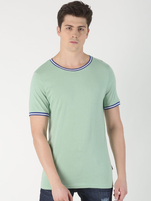 

Blue Saint Men Sea Green Solid Round Neck T-shirt