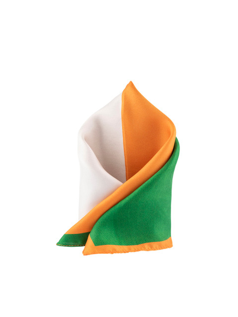 

The Tie Hub Green & White Silk Pocket Square, Orange