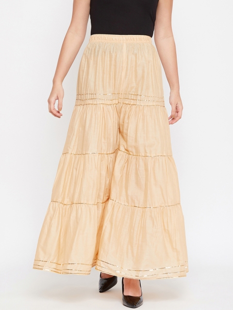 

Castle Women Beige & Gold-Toned Gota Stripes Sharara