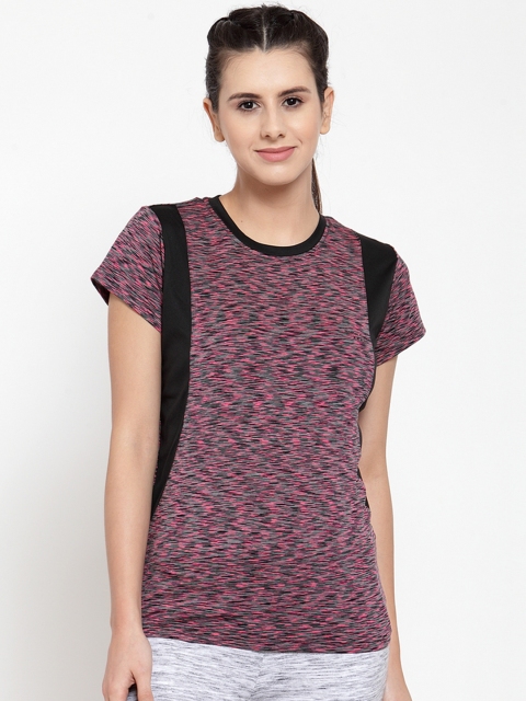 

Boston Club Women Purple & Black Colourblocked Round Neck T-shirt