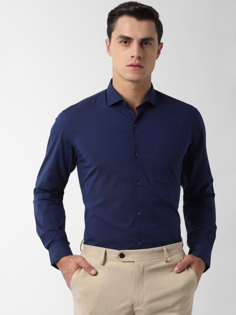 

Peter England Men Navy Blue Slim Fit Striped Formal Shirt