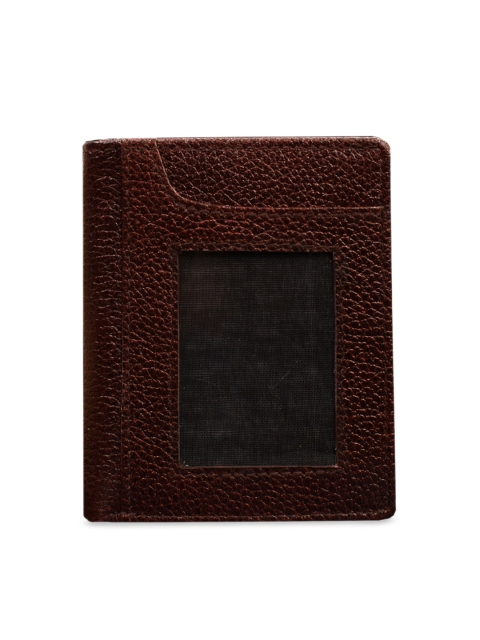 ABYS Unisex Brown Textured Genuine Leather Two Fold Wallet