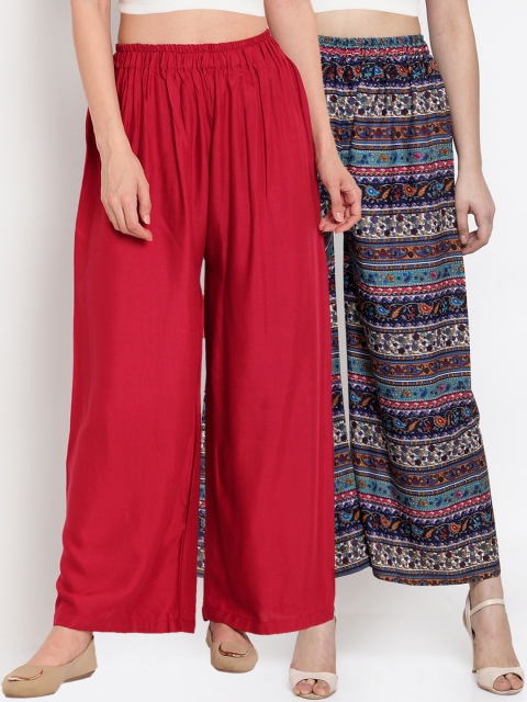 

TAG 7 Women Pack of 2 Wide Leg Palazzos, Black