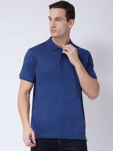 

Club York Men Blue Solid Polo Collar T-shirt