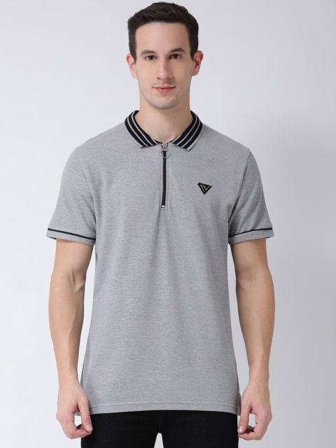 

Club York Men Grey Solid Polo Collar T-shirt