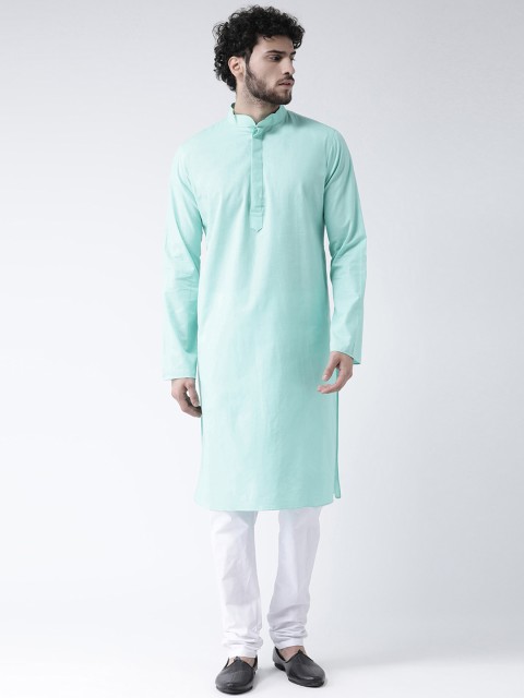 

TABARD Men Green & White Solid Kurta with Churidar