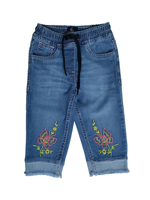 

KiddoPanti Girls Blue Regular Fit Mid-Rise Clean Look Stretchable Jeans