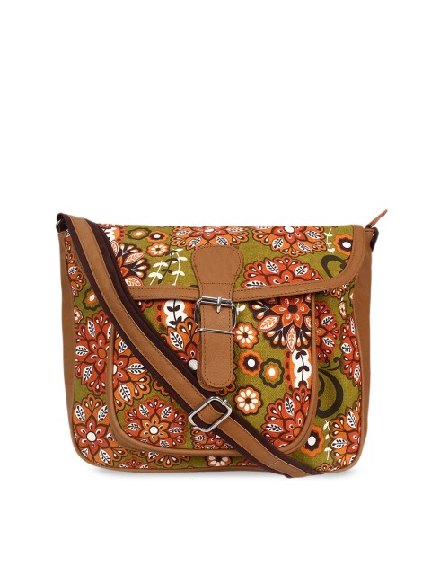 

Anekaant Brown & Green Printed Sling Bag
